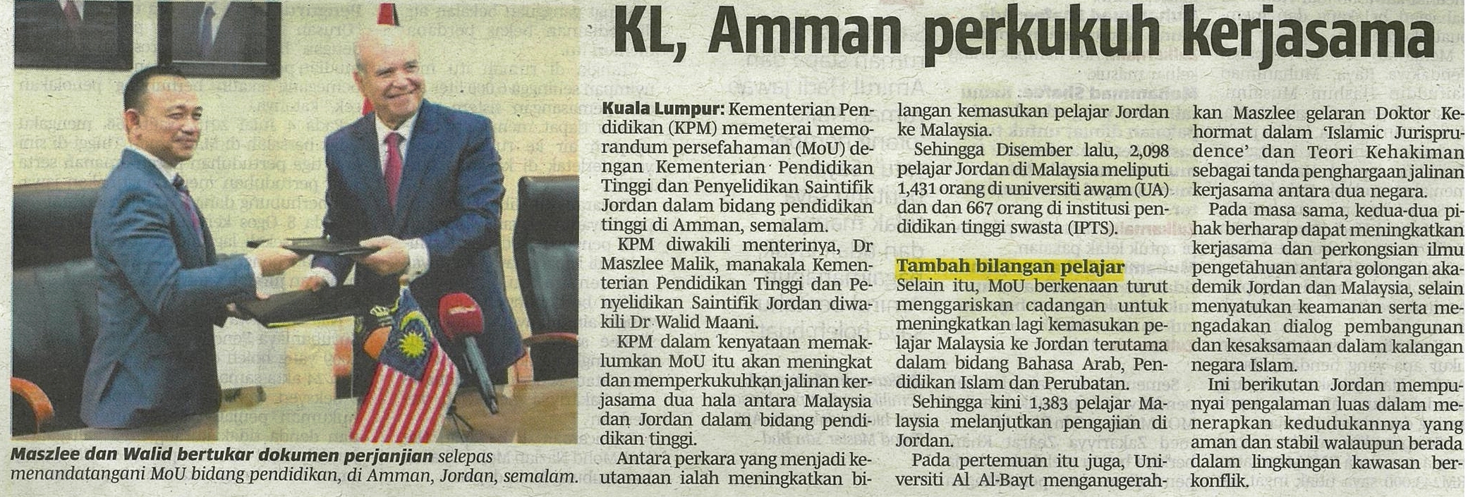 BHms8 KL Amman perkukuh kerjasama 19 April 2019 Jumaat