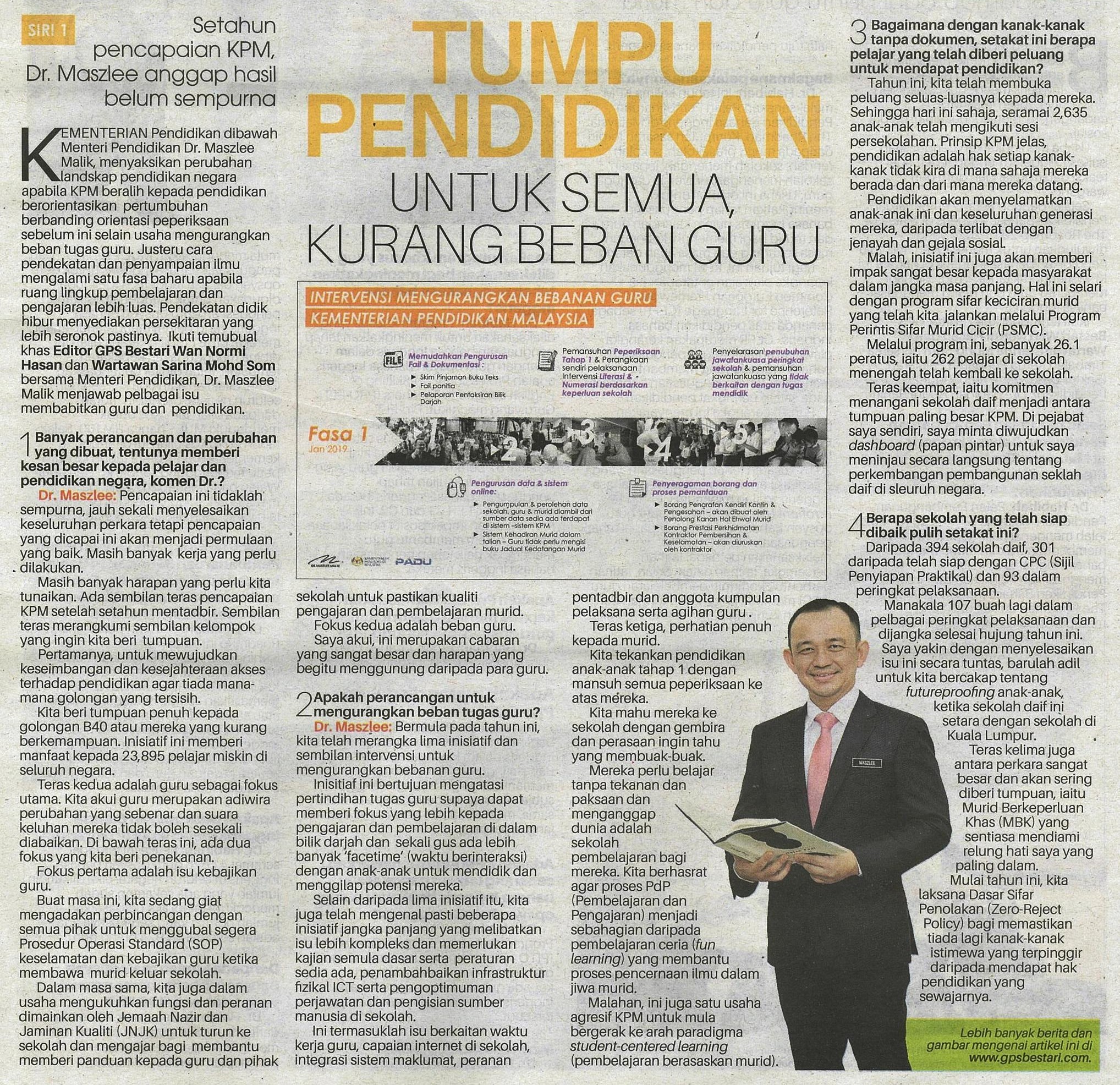 SH GPS BESTARIms1 Tumpu pendidikan untuk semua kurang beban guru 21 Mei 2019Selasa