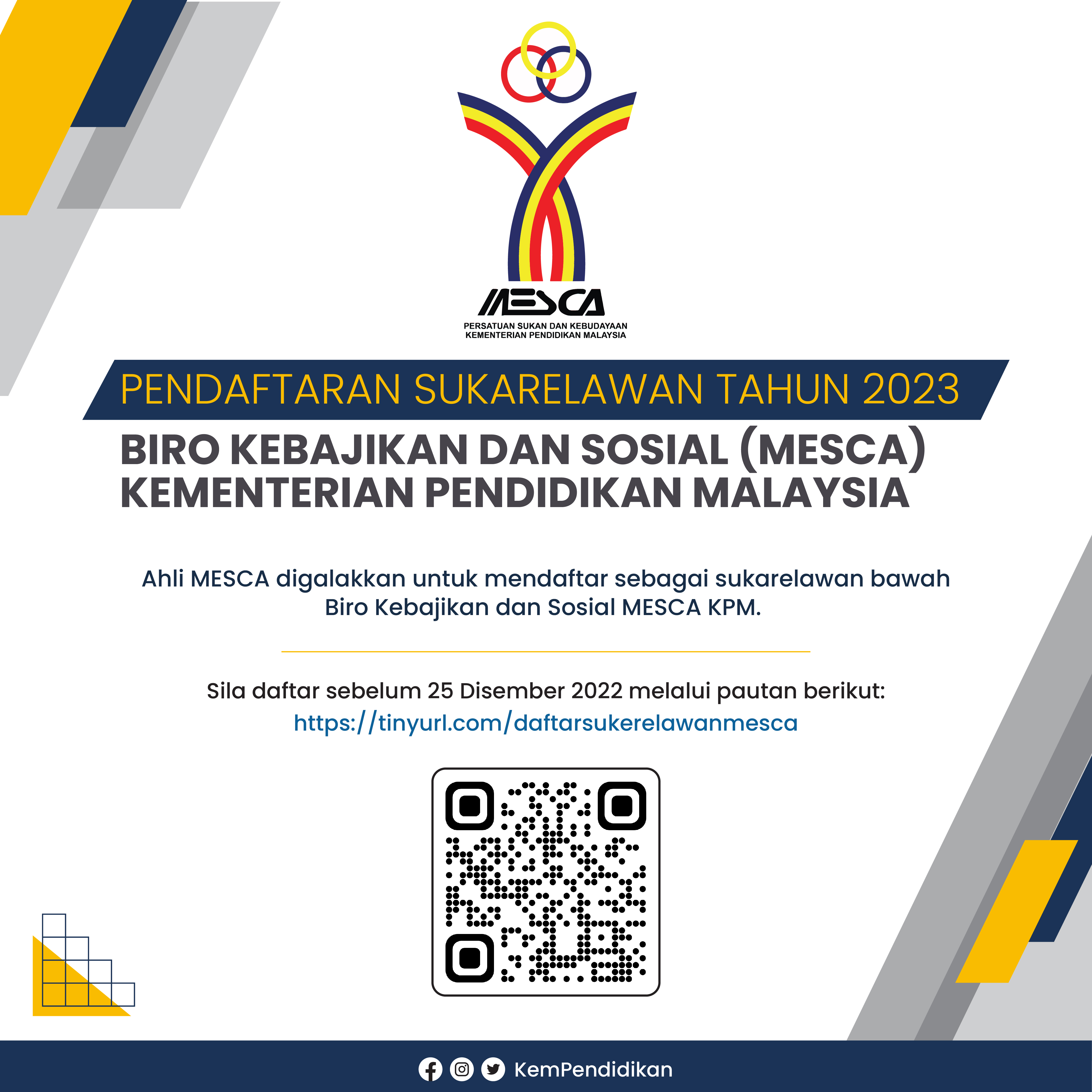 Pendaftaran Sukarelawan Tahun 2023 Biro Kebajikan Dan Sosial MESCA KPM