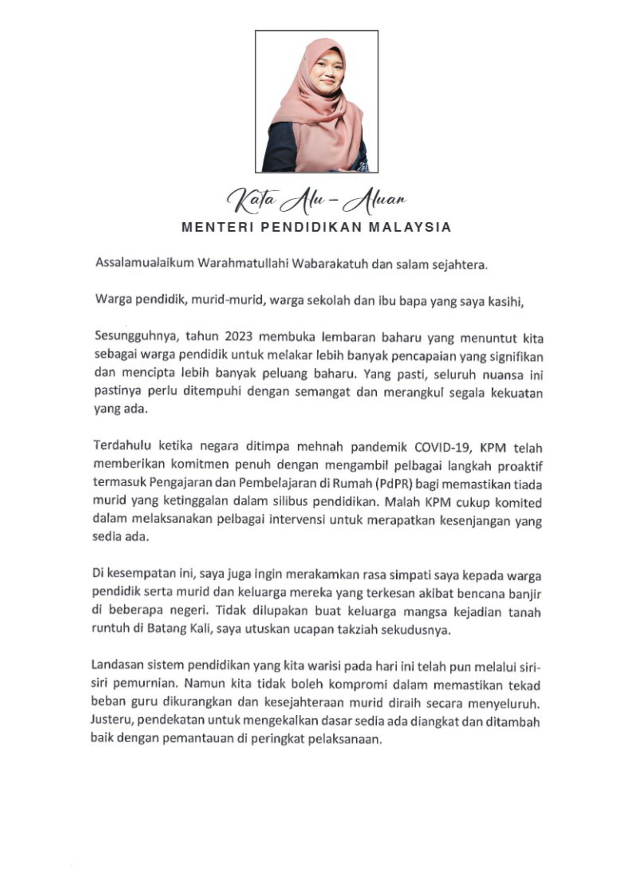 Kata Alu aluan YBM Majalah Sekolah 1